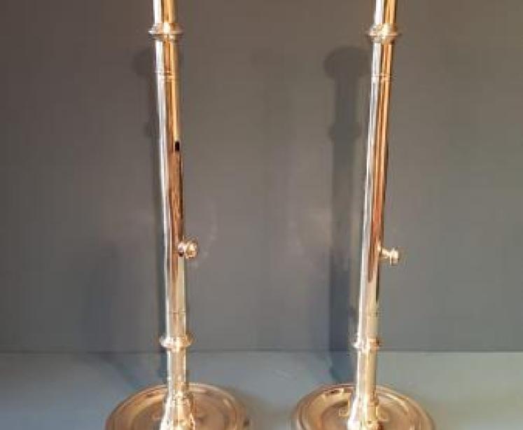 Pair of Tall George III Seamed Brass Candlesticks - Image 1