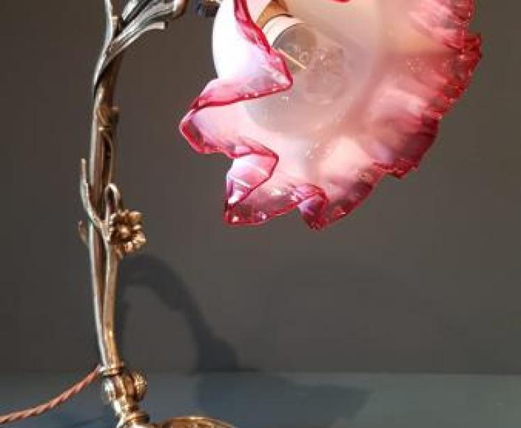 Superb Art Nouveau Cast Brass Table Lamp - Image 2