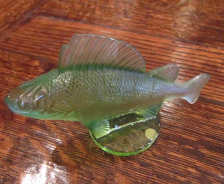 Lalique Green Opalescent Perch Fish Paperweight - Image 2