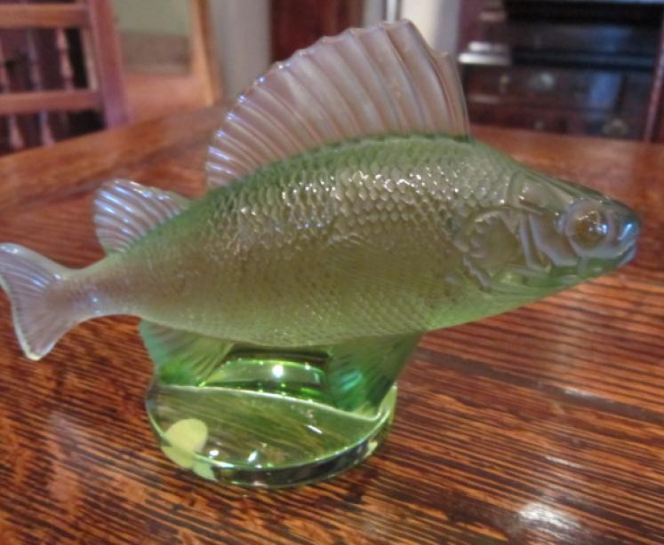 Lalique Green Opalescent Perch Fish Paperweight - Image 3