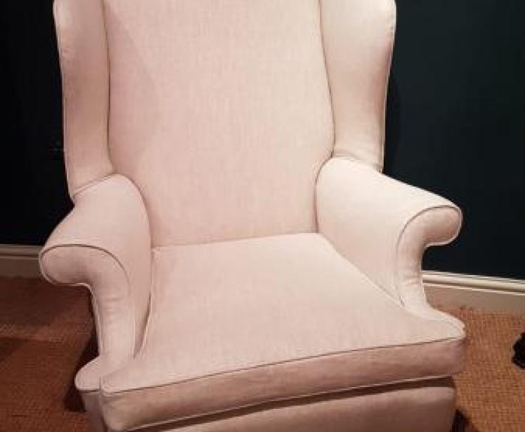 Matching Pair of Edwardian Wing Back Arm Chairs - Image 2