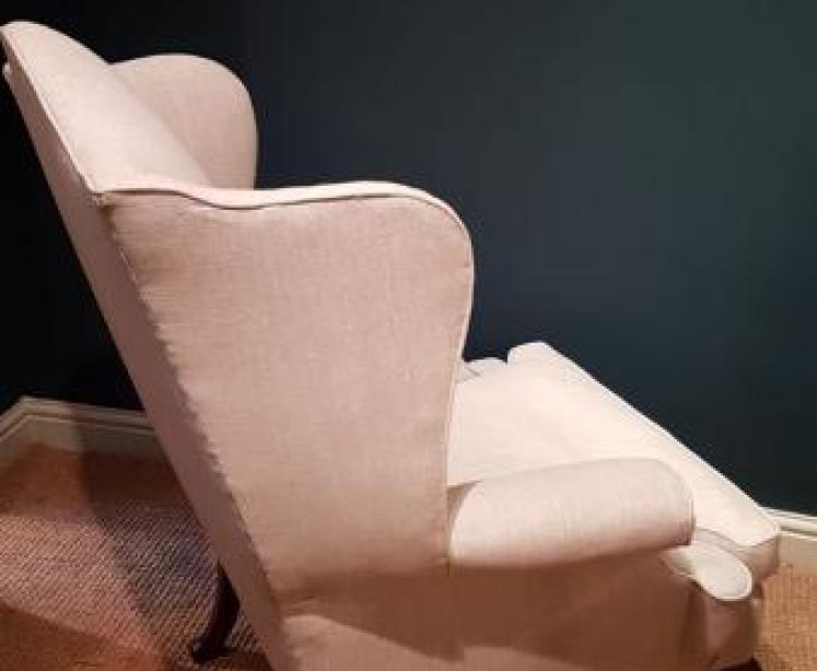 Matching Pair of Edwardian Wing Back Arm Chairs - Image 3