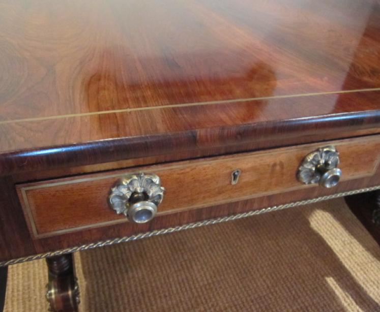Outstanding Regency Rosewood Brass Inlaid Sofa Table - Image 3