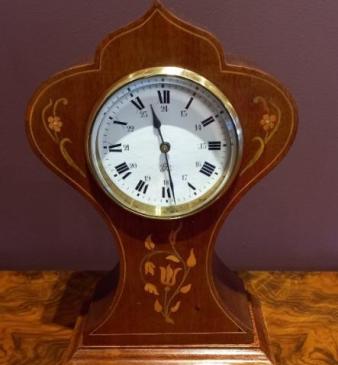 Rare Edwardian Inlaid 24 Hour Dial Mantel Clock