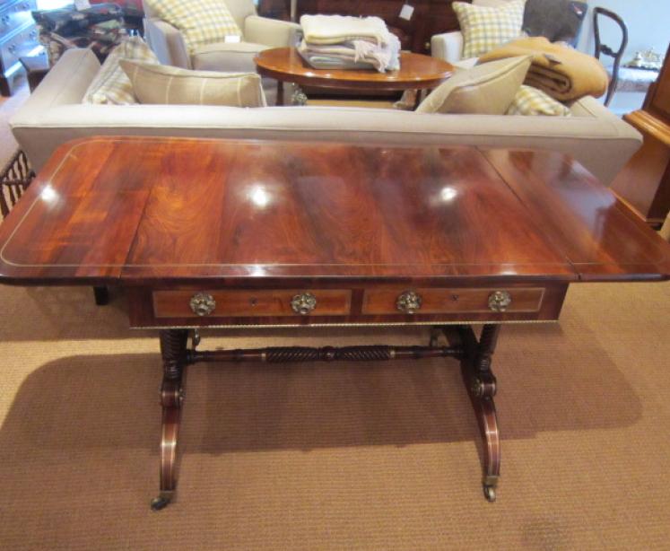 Outstanding Regency Rosewood Brass Inlaid Sofa Table - Image 5