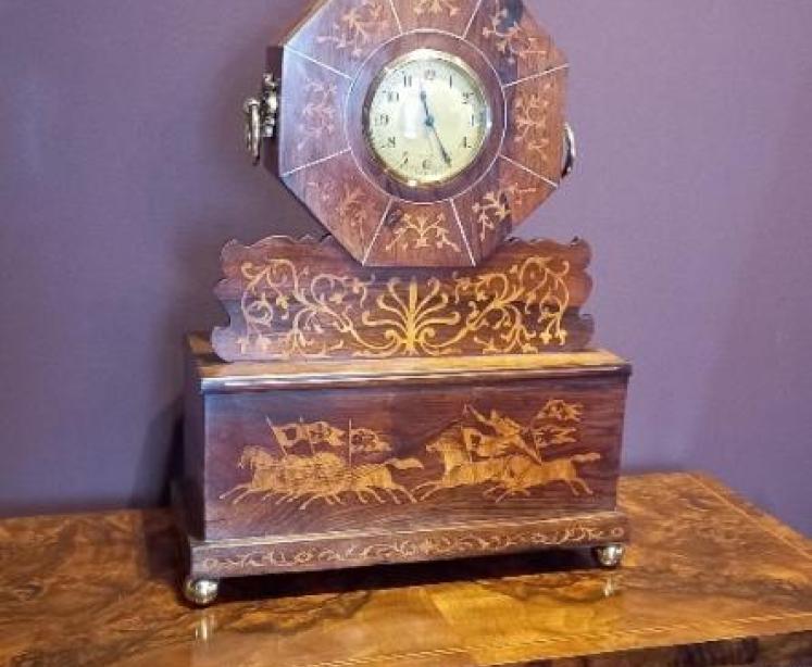 Impressive Victorian Rosewood Inlaid Clock on Stand - Image 6
