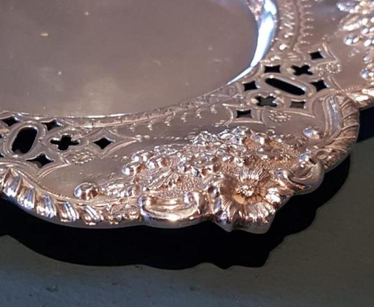 Superb Victorian Cast Silver Bottle Coaster - Image 5