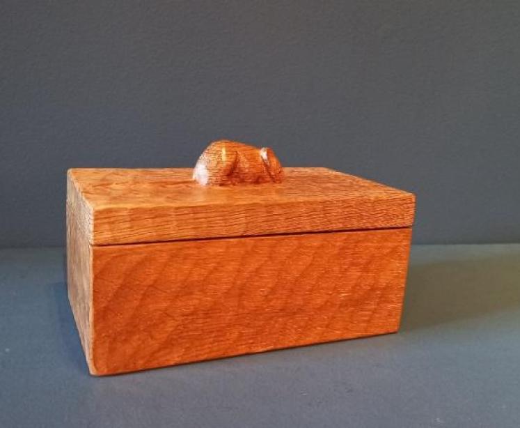 Mouseman Adzed Oak Lidded Box - Image 1