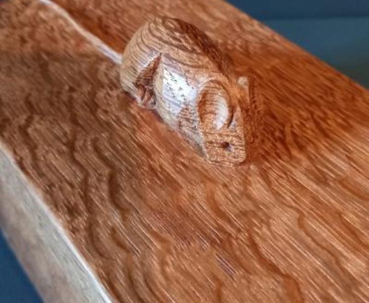 Mouseman Adzed Oak Lidded Box - Image 2