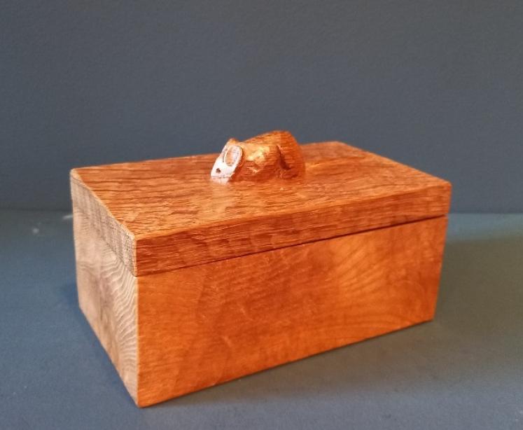 Mouseman Adzed Oak Lidded Box - Image 6
