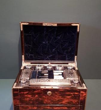 Superb Coromandel and Silver Travelling Box