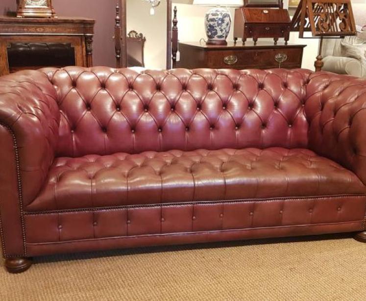 Quality 1930's Leather Chesterfield Sofa - Image 1