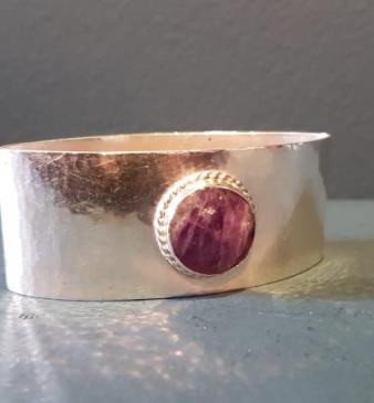 Liberty Planished Silver Agate Napkin Ring