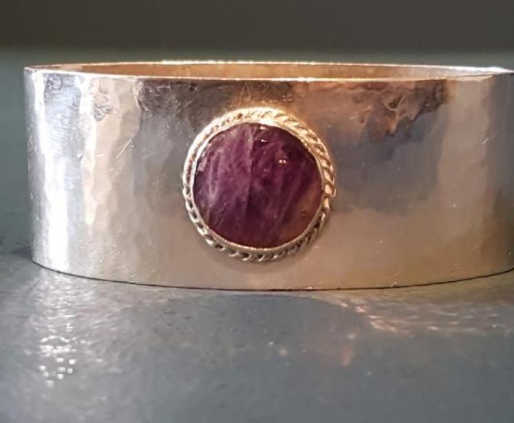 Liberty Planished Silver Agate Napkin Ring - Image 2