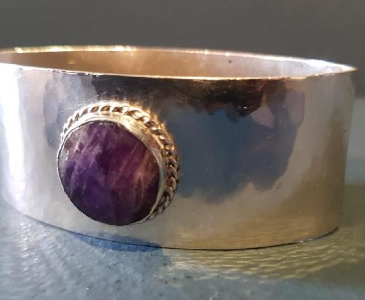 Liberty Planished Silver Agate Napkin Ring - Image 5