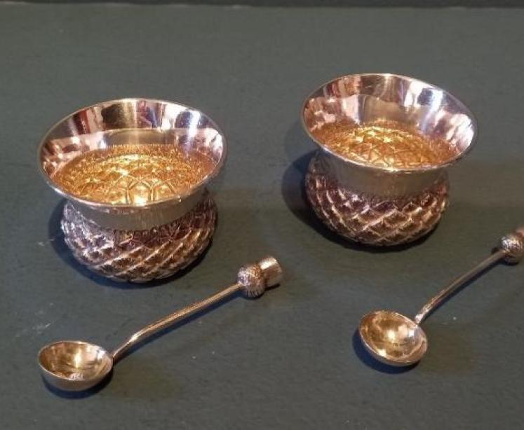 Pair of Victorian Silver Thistle Novelty Mustards - Image 7