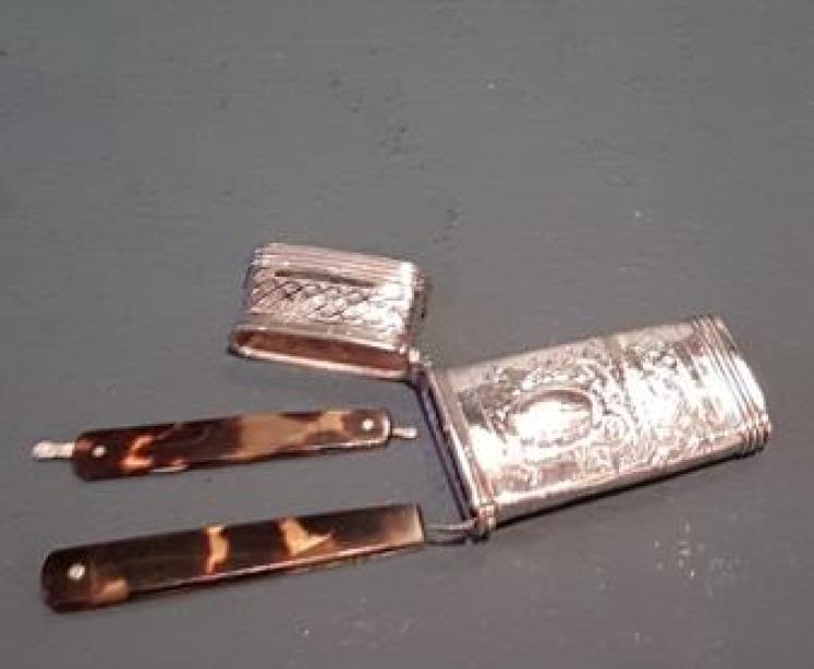 George III Silver Flensing Knife Case and Knives  - Image 3