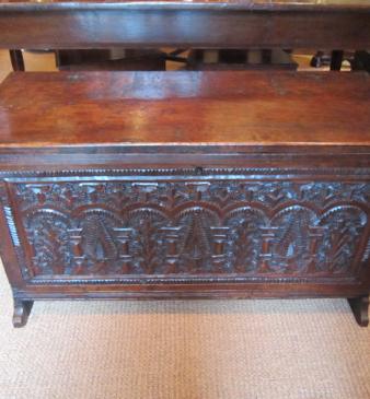 Stunning Charles II Period Walnut Six Plank Coffer