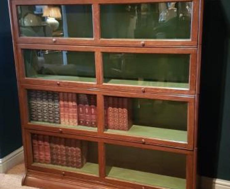 Edwardian Oak Wide Sectional Bookcase - Image 1