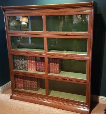Edwardian Oak Wide Sectional Bookcase