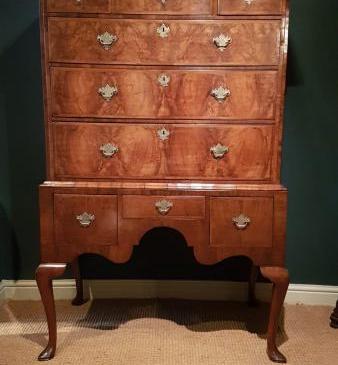 George I Walnut Chest on Stand