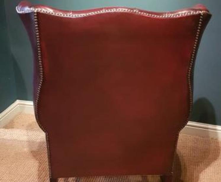 1930's Oxblood Red Leather Wing Back Arm Chair - Image 2