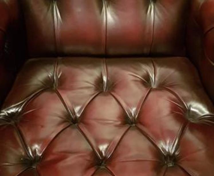 1930's Oxblood Red Leather Wing Back Arm Chair - Image 6