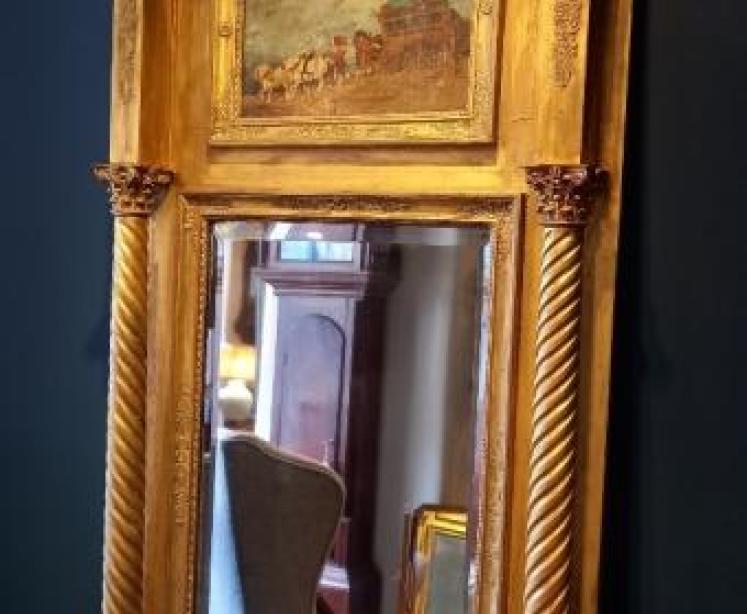 Regency Period Timber Gilt Mirror with Painted Scene - Image 7