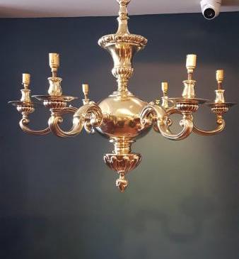 Superb Late Victorian Cast Brass Chandelier