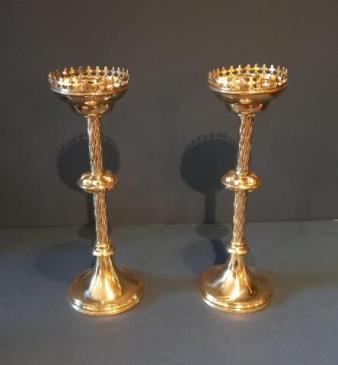 Superb Pair of Mid Victorian Brass Church Candlesticks