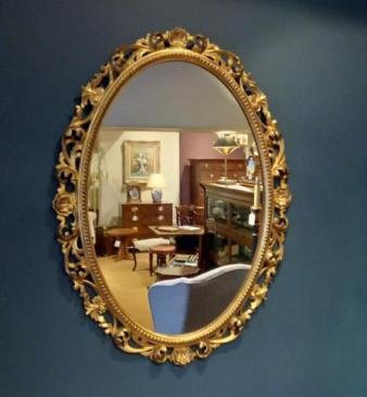 Victorian Florentine Plaster Gilt Oval Mirror