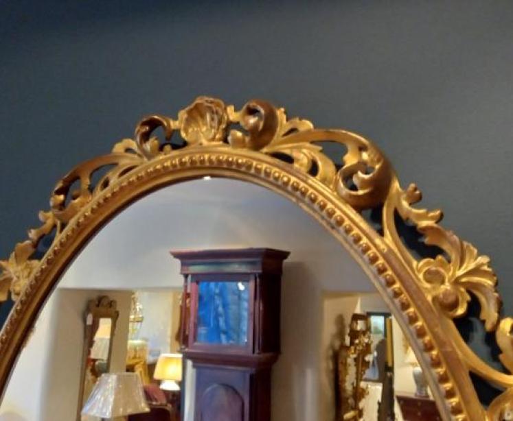 Victorian Florentine Plaster Gilt Oval Mirror - Image 3