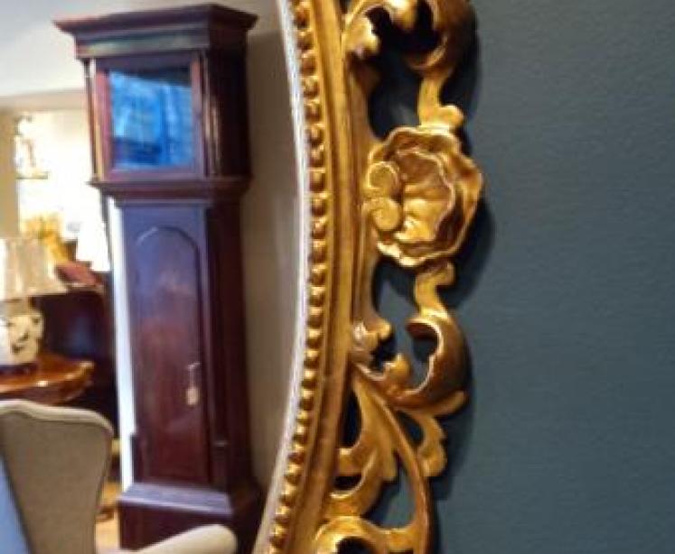 Victorian Florentine Plaster Gilt Oval Mirror - Image 4