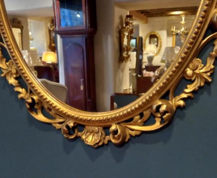 Victorian Florentine Plaster Gilt Oval Mirror - Image 5