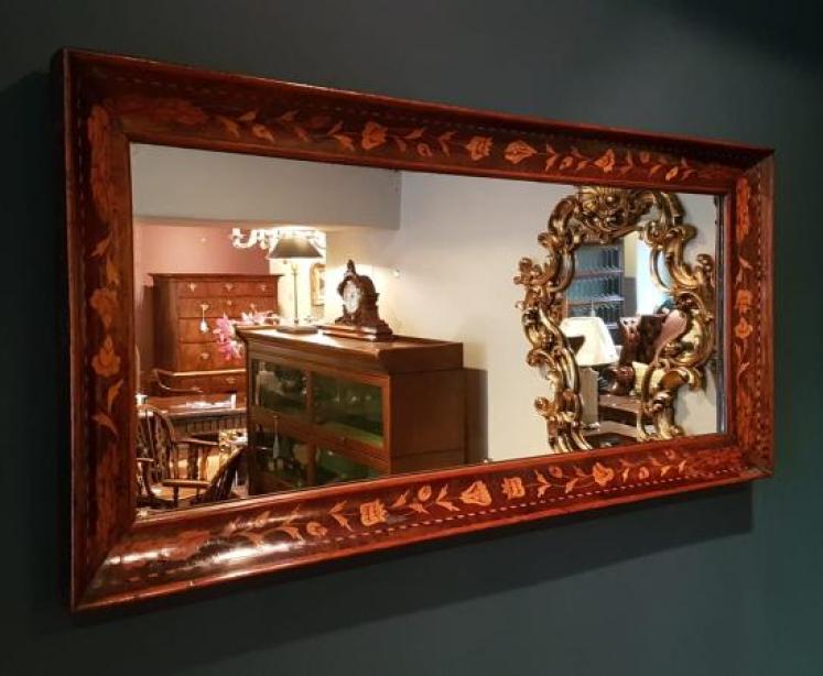 George III Walnut Inlaid Mirror - Image 3