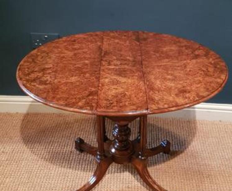 Fine Quality Burr Walnut Baby Sutherland Table - Image 4