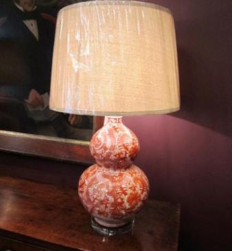 Oriental Porcelain Burnt Orange Table Lamp
