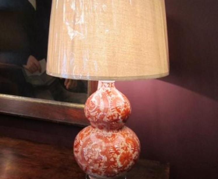 Oriental Porcelain Burnt Orange Table Lamp - Image 1