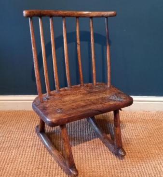 Primitive 18th Century Ash & Elm Childs Rocking Chair