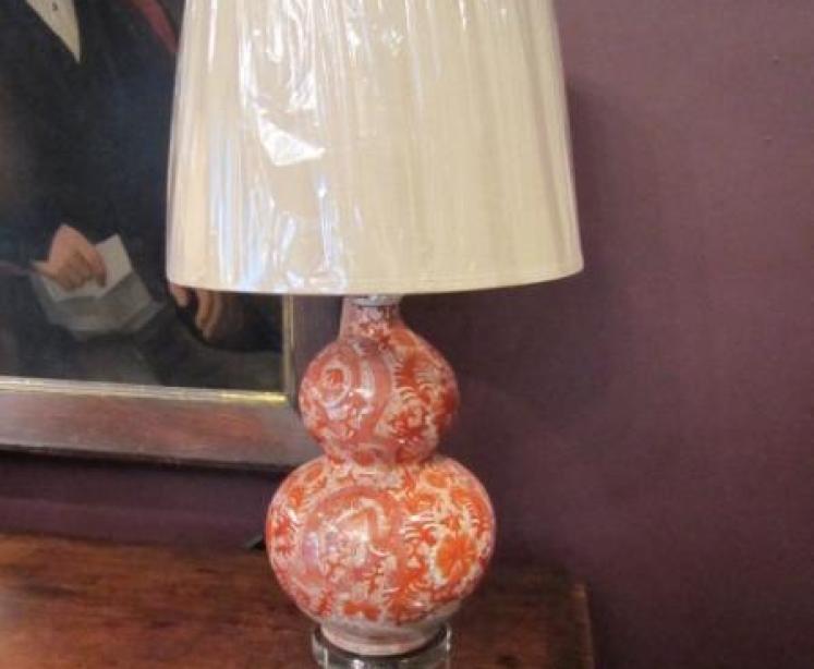 Oriental Porcelain Burnt Orange Table Lamp - Image 5