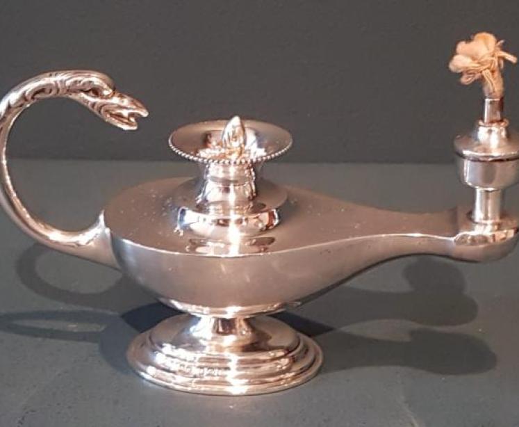 Silver Table Lamp and Lighter - Image 1