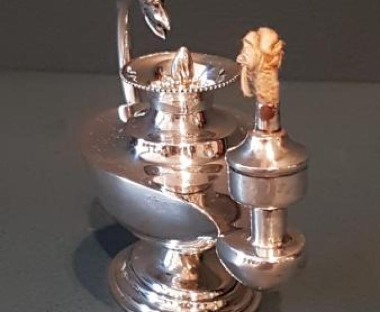 Silver Table Lamp and Lighter - Image 2