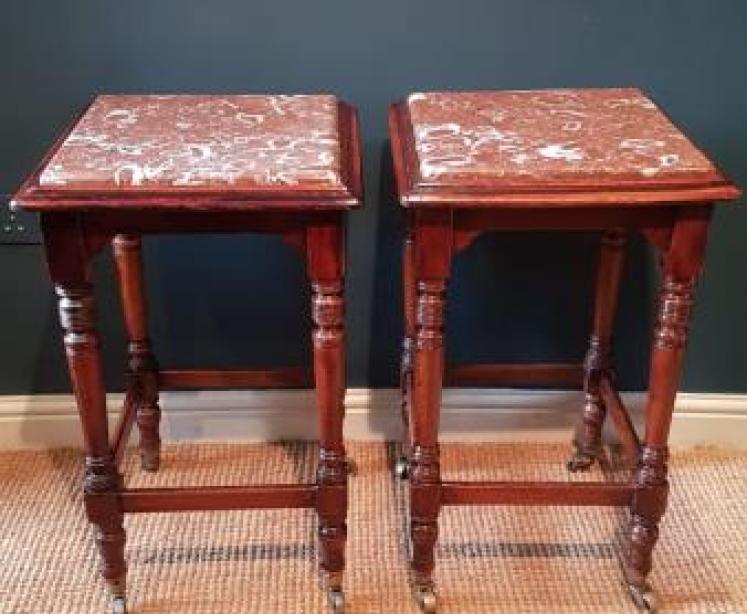 Pair of Victorian Marble Topped Lamp Tables - Image 1