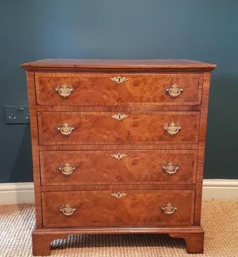Small Edwardian Burr Walnut Chest of Drawers