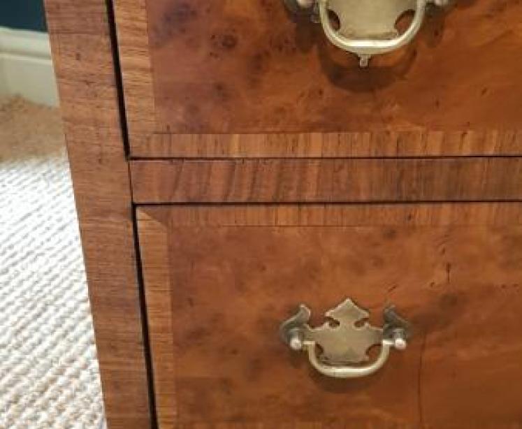 Small Edwardian Burr Walnut Chest of Drawers - Image 6