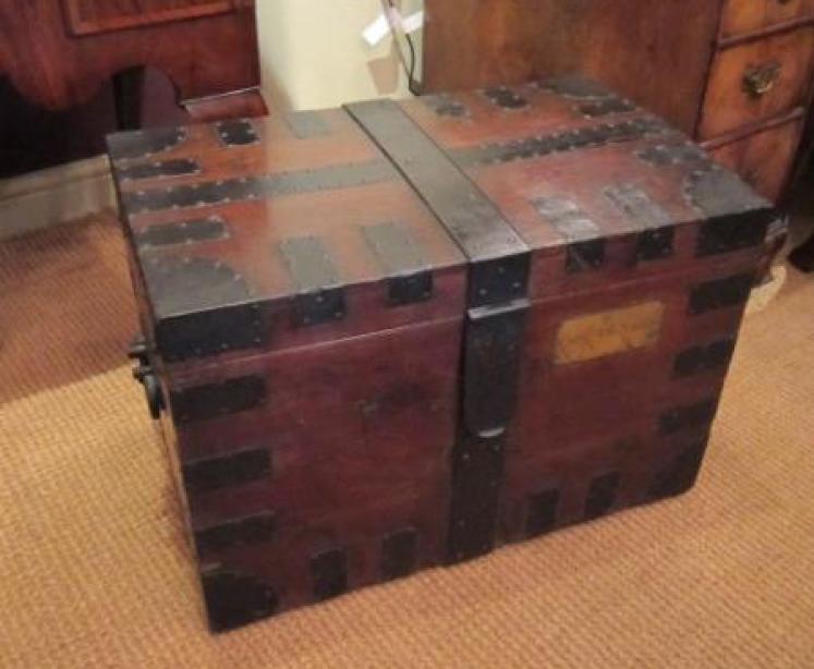 Superb Regency Period Oak & Steel Bound Trunk - Image 1