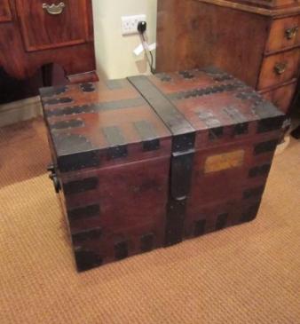 Superb Regency Period Oak & Steel Bound Trunk
