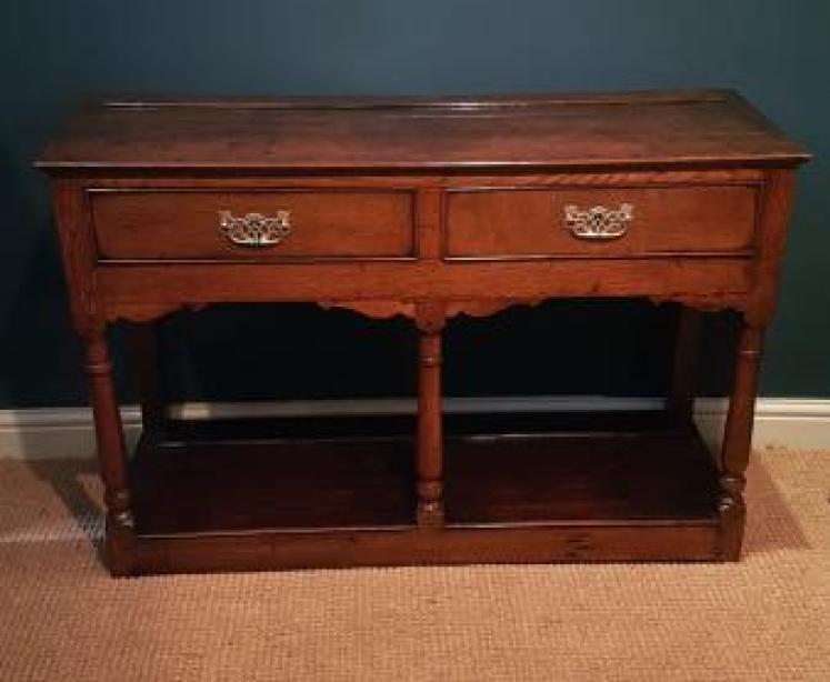 George II Oak Two Drawer Dresser  - Image 1
