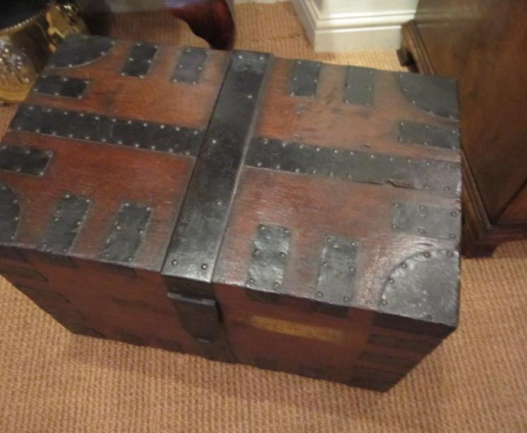 Superb Regency Period Oak & Steel Bound Trunk - Image 2