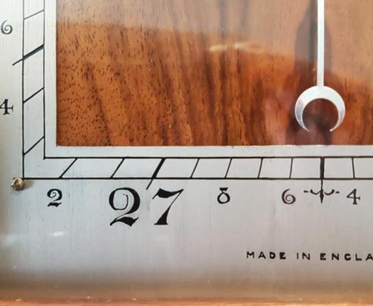 Superb Art Deco Walnut Inlaid Barometer  - Image 3